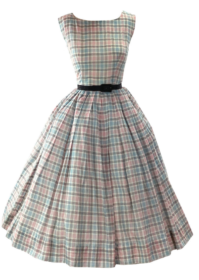 Late 1950s Early 1960s Pink & Blue Plaid Dress - New!