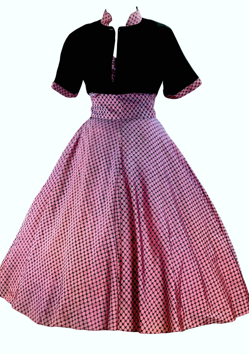 1950's Purple & Black Flocked Party Dress Ensemble - New!