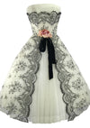 Vintage 1950s White & Black Lace & Tulle Party Dress - New!