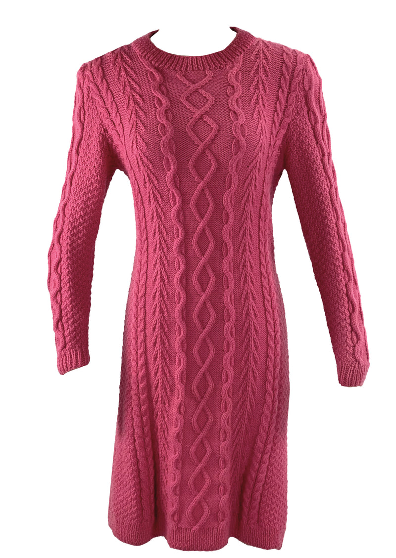 Vintage 1980s Rouge Pink Cable Knit Dress- NEW!