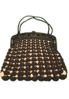 Vintage 1940s Brown & Cream Crochet Purse  - New!