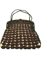 Vintage 1940s Brown & Cream Crochet Purse  - New!