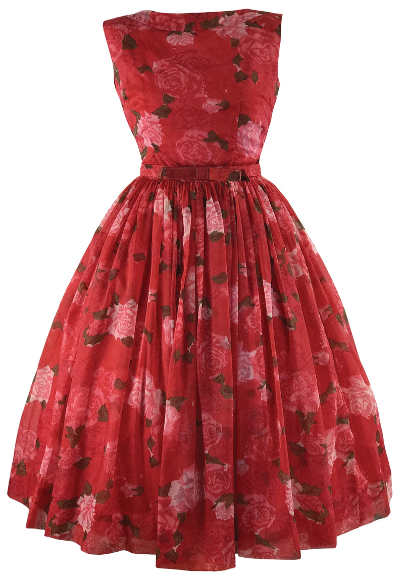 1950s Jerry Gilden Designer Roses Chiffon Dress - New!