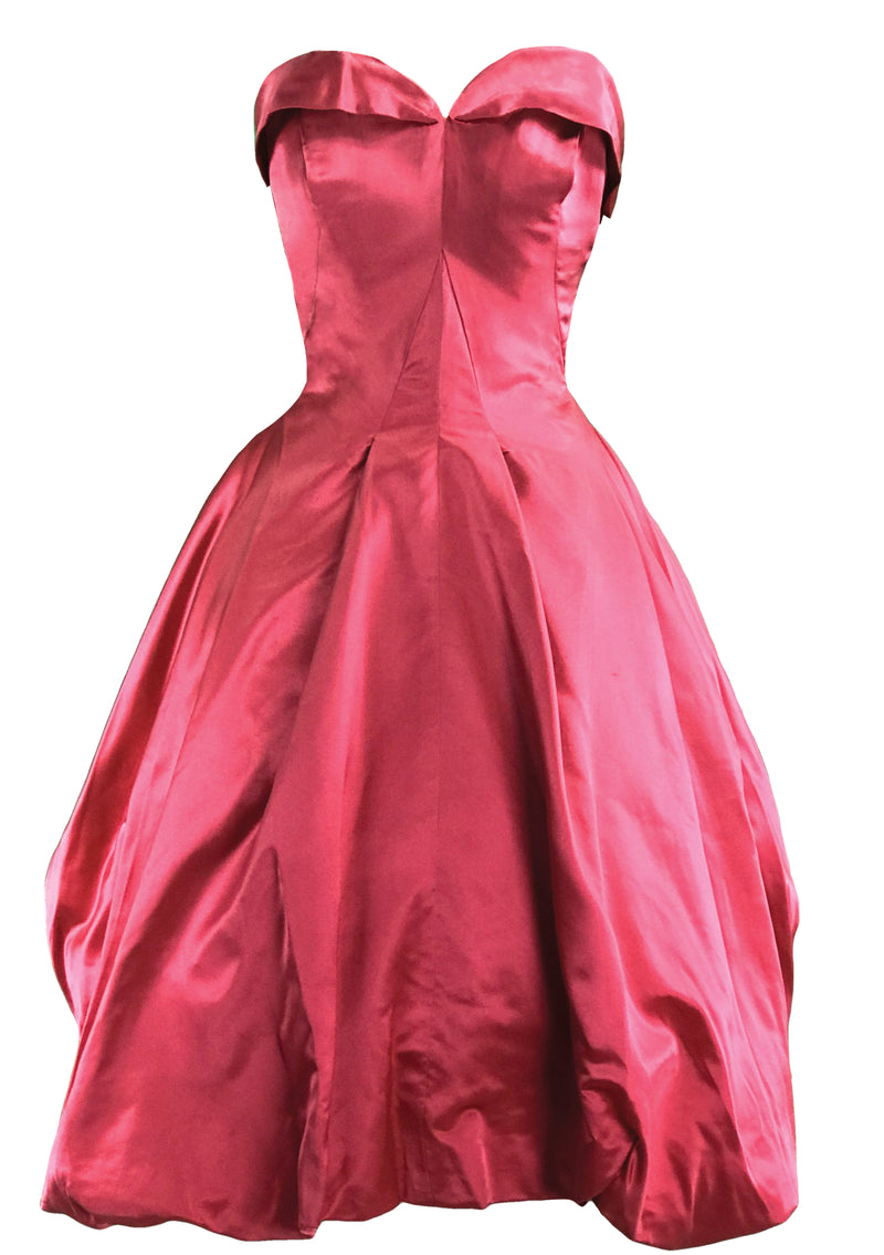 1950s Fuchsia Coloured Silk Taffeta Party Dress - New!