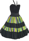 Vintage 1950s Black & Rainbow Stripes Cotton Skirt - New!