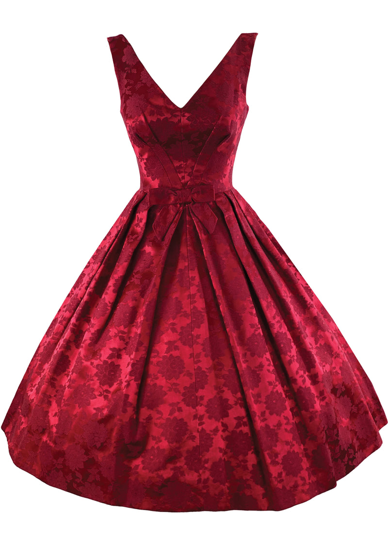 Vintage 1950s to Early 1960s Cranberry Brocade Dress- NEW!