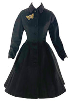Sublime 1950s Lilli Ann Black Wool Princess Coat- New!