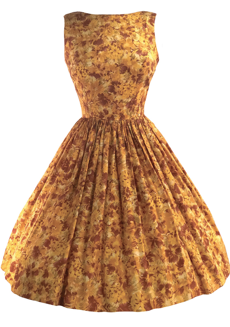 Gorgeous 1950s Rose Gold Abstract Floral Dress- New!