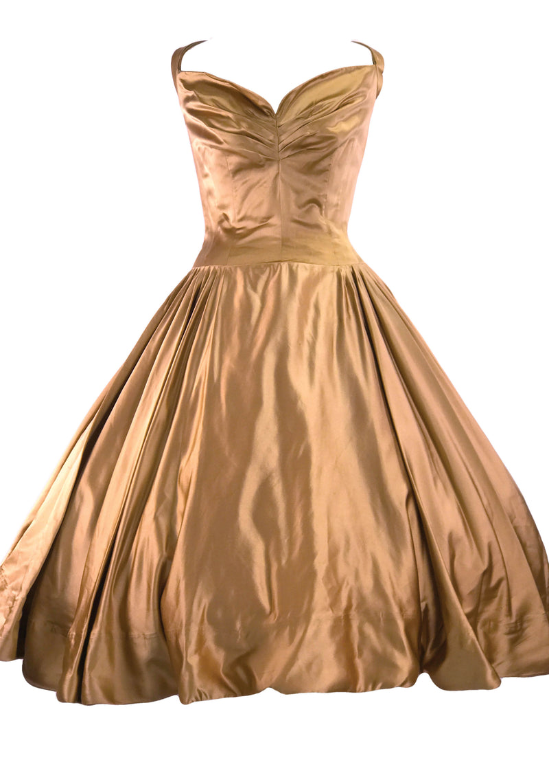 Vintage 1950s Liquid Rose Gold Silk Satin Party Dress - New!