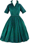 Vintage 1950s Green Brocade Jerry Gilden Dress- New!