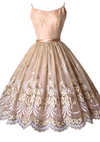 1950's Peach Painted Floral Chiffon Party Dress- New !