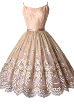 1950's Peach Painted Floral Chiffon Party Dress- New !
