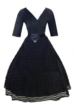 Early 1950s Black Taffeta Cocktail Dress New!