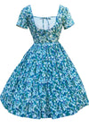 Vintage 1950s Blue Violets Cotton Dress- New!