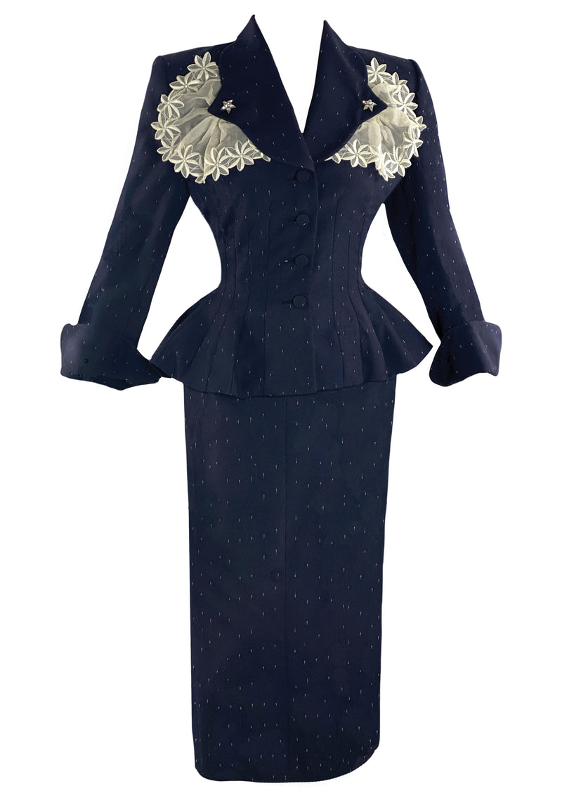 Rare High-End 1950s Lilli Ann Designer Navy Suit- New! (ON HOLD)