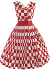 Vintage 1950s Red & White Checkerboard Print Dress- New!