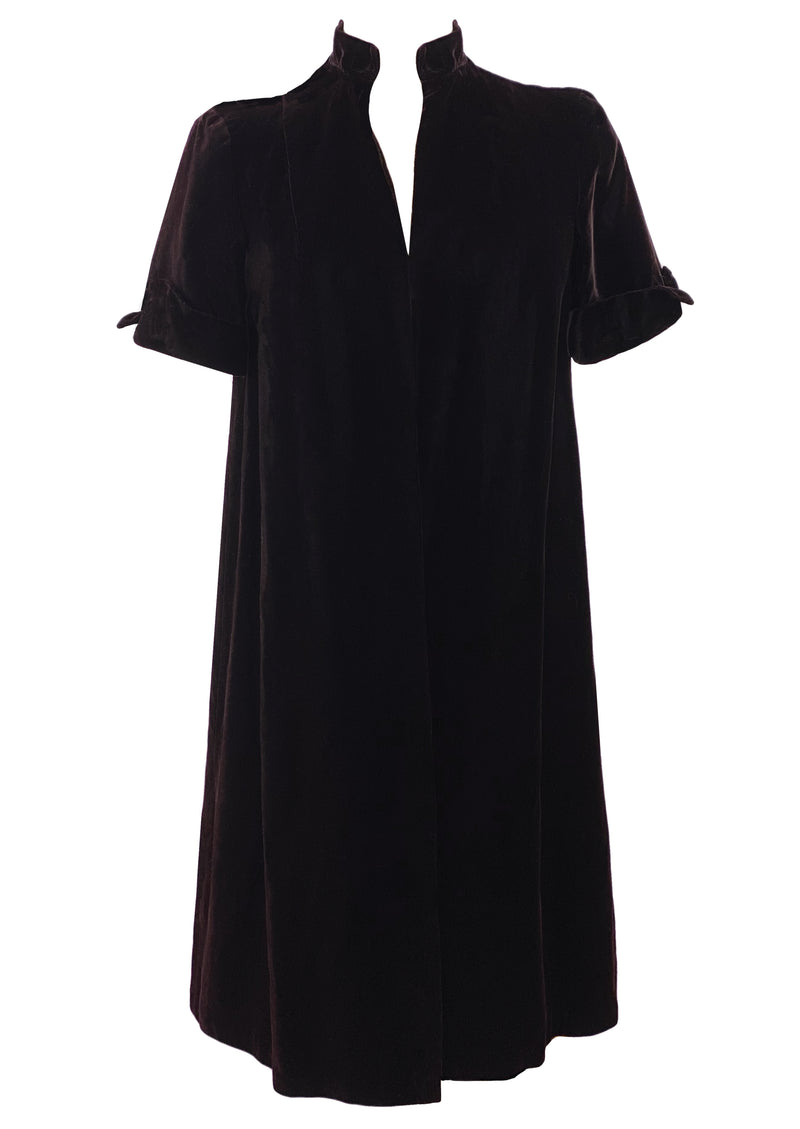 Late 1950s Eggplant Velvet Duster Coat - NEW!