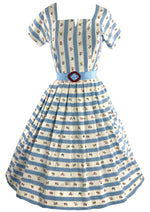 Late 1950s Blue and White Ribbon Effect Dress- New!