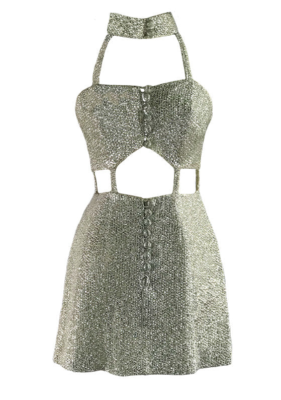 Iconic 1960s Designer Space Age Lurex Dress- New!