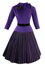Stylish Designer 1950s Purple Wool Top and Skirt Set- New!