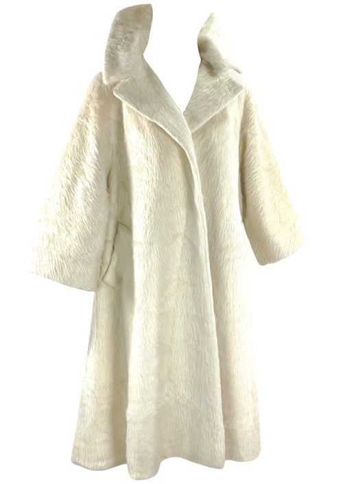 Vintage 1950s Lilli Ann Cream Mohair Designer Coat - NEW!