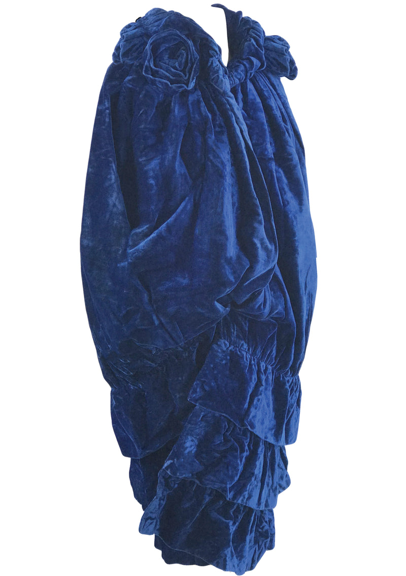 Vintage 1920s Sapphire Blue Velvet Cape - New!