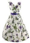 Beautiful Late 1950s to Early 1960s Lavender Roses Cotton Designer Dress- New!