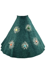 Vintage 1950s Turquoise Flecked Skirt with Starbursts - NEW!
