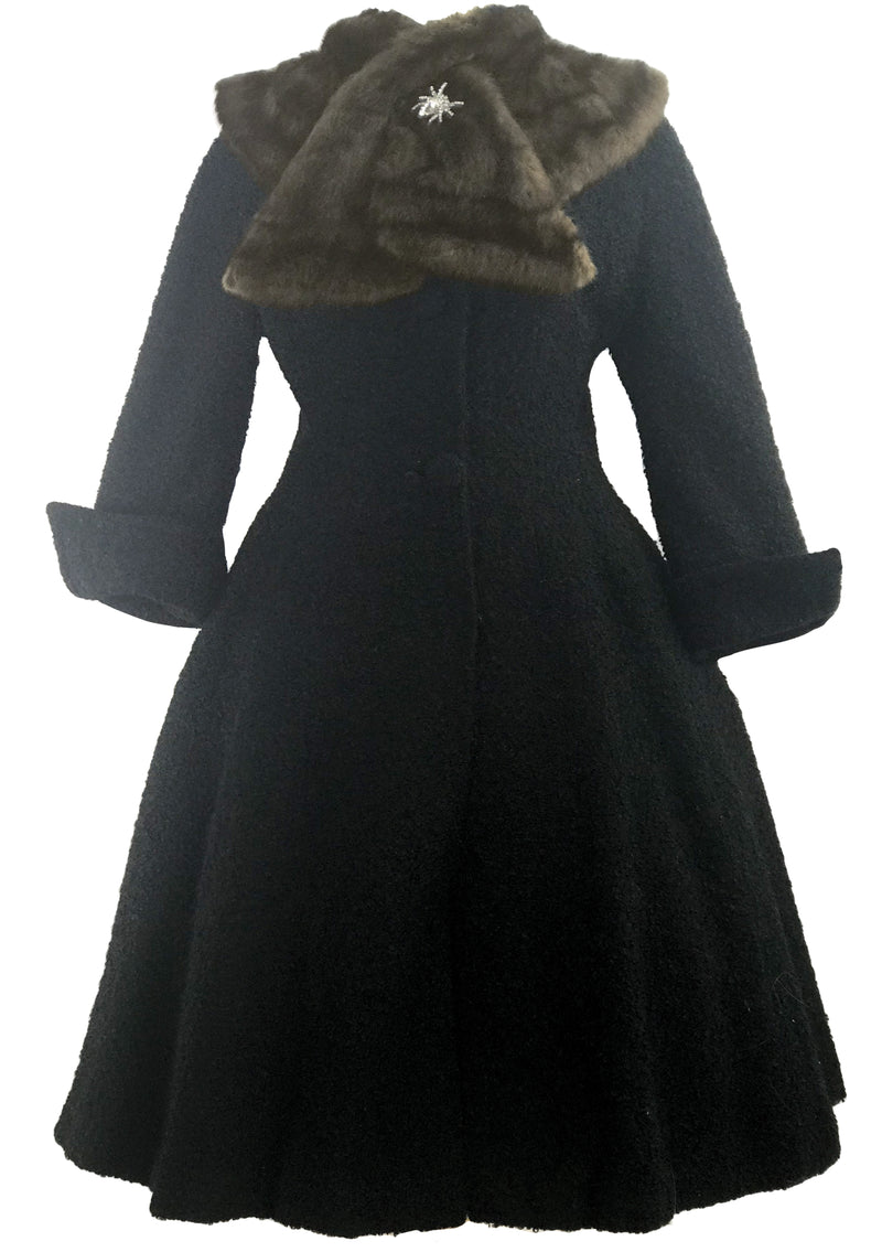 1950s Designer Lilli  Ann Black Boucle Princess Coat- New!