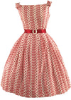 Vintage 1950s Red & White Eyelet Dress- New!