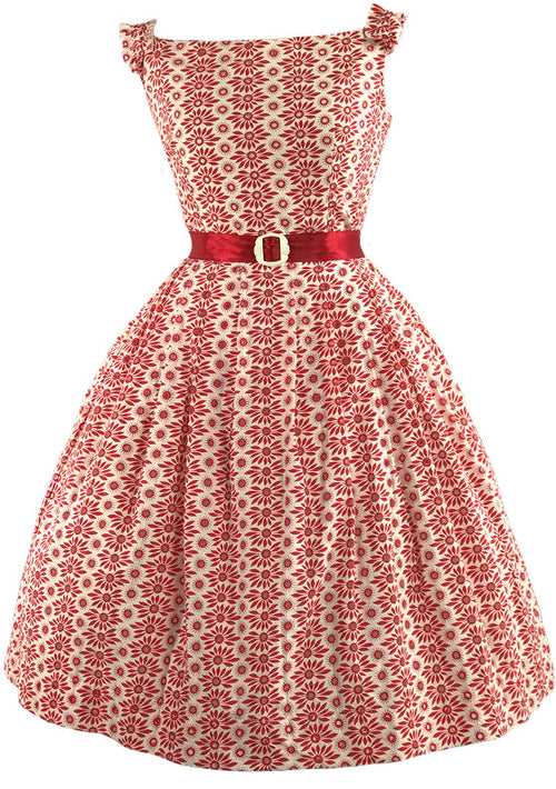 Vintage 1950s Red & White Eyelet Dress- New!