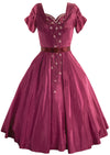 Vintage 1950s Cranberry Beaded Taffeta Party Dress - New (ON HOLD)