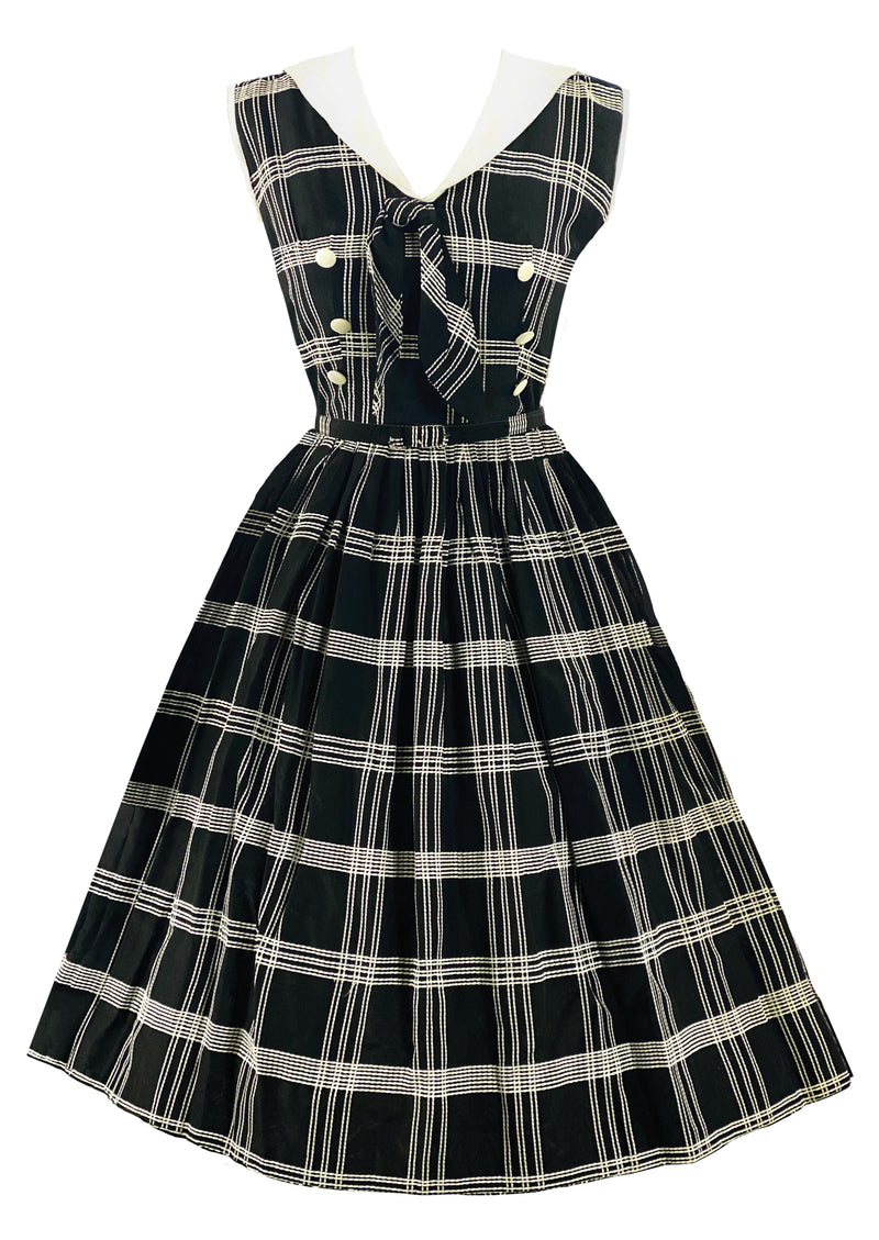Late 1950s Early 1960s Black & White Plaid Dress- New! Coutura Vintage Late 1950s Early 1960s Black & White Plaid Dress- New! Coutura Vintage