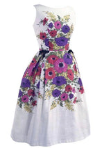 Late 1950s Anemone Border Print Pique Cotton Dress- New!