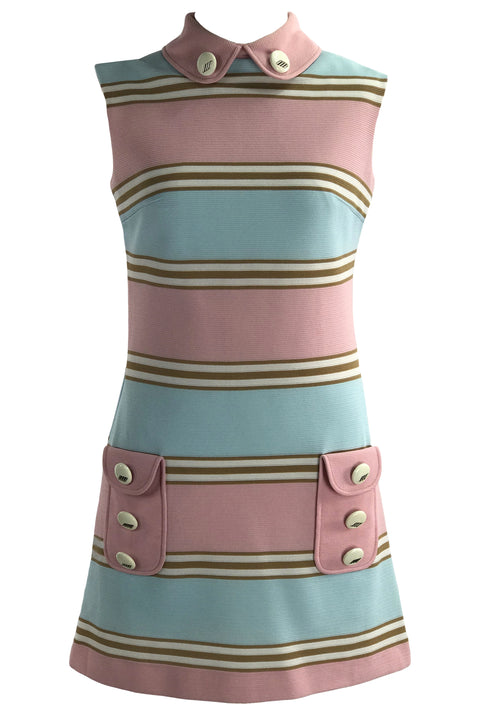 Outstanding 1960s Pink and Blue Space Age Dress - New!
