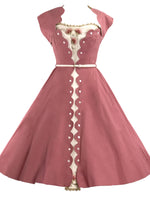 50s Rose Pink Dress Ensemble with Applique- New!
