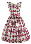 Vintage 1950s Pink Anemone Print Cotton Dress - New!