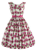 Vintage 1950s Pink Anemone Print Cotton Dress - New!