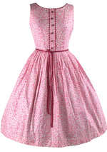 Late 1950s Early 1960s Pink & White Floral Dress- New!