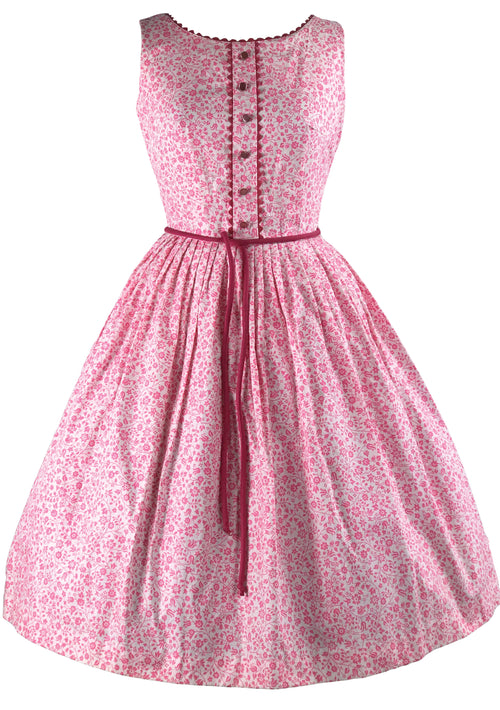 Late 1950s Early 1960s Pink & White Floral Dress- New!