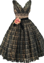 Spectacular 1950s Black Lace Cocktail Dress- New!