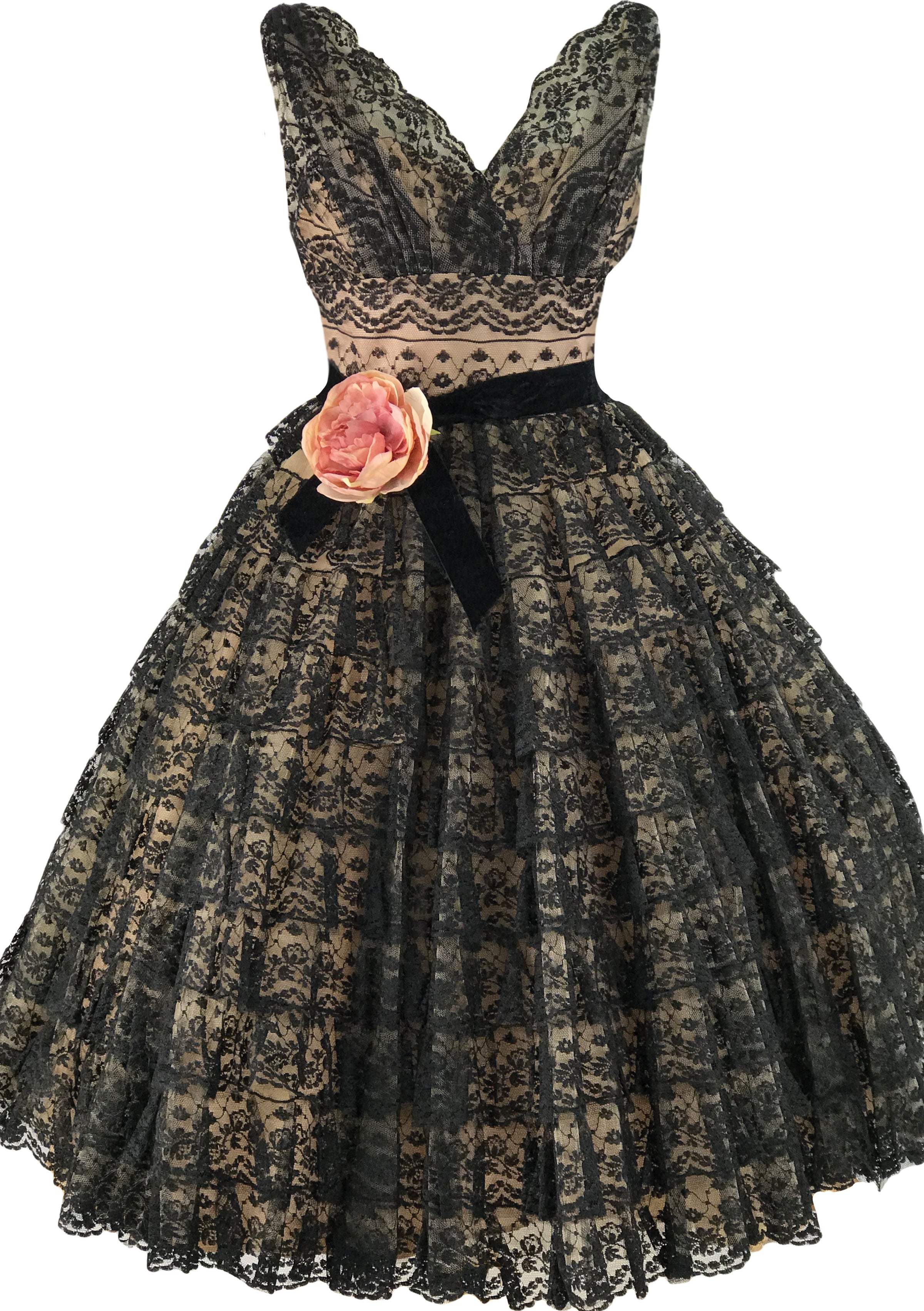 Spectacular 1950s Black Lace Cocktail Dress- New! Coutura Vintage Spectacular 1950s Black Lace Cocktail Dress- New! Coutura Vintage