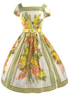 1950s Yellow and Green Floral Jerry Gilden Dress - New!