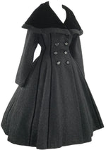1950s Couture Lilli Ann Black Wool Princess Coat- New!