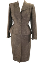 1950s Designer Bronze Silk with Cream Flecks Lilli Ann Suit - New!