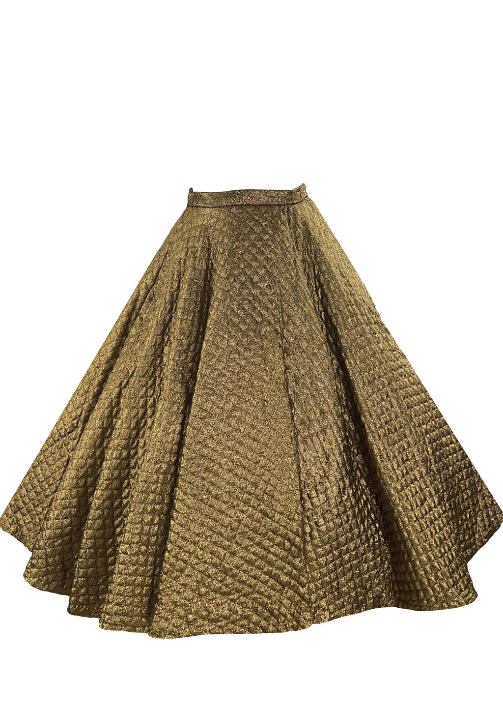 Vintage 1950s Gold Quilted Lurex Cocktail Skirt New! - Main Image