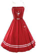 Vintage Nautical 1970s Red Cotton Sundress - New!