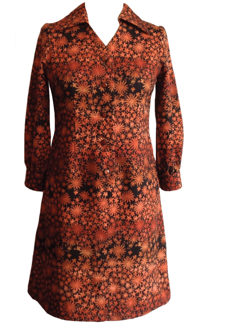 Original 1960s Autumn Floral Wool Dress  - New!