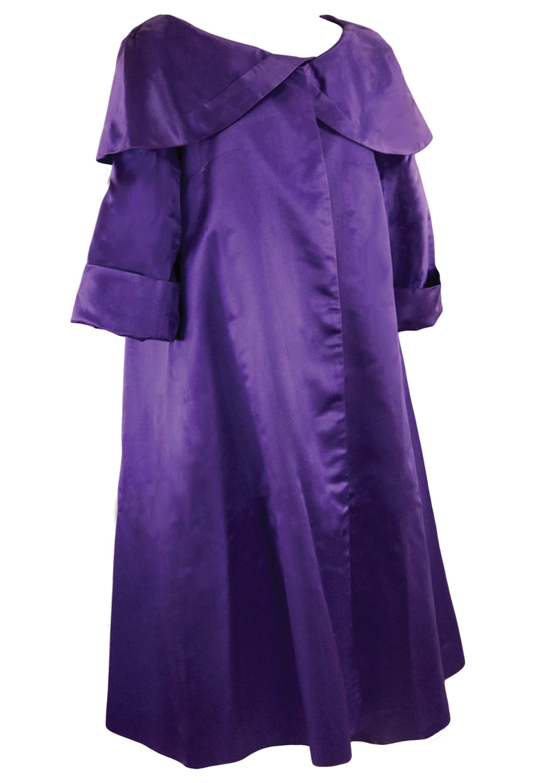 Luxurious 1950s Purple Silk Satin Opera Coat- New!