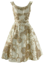 1950s Cream Silk Satin Ceil Chapman Designer Cocktail Party Dress- New!